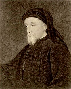 A later artist’s depiction of Geoffrey Chaucer, not drawn from life, c. 1343–1400.