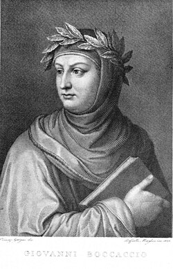 A later artist’s depiction of Giovanni Boccaccio, not drawn from life, 1313–1375.