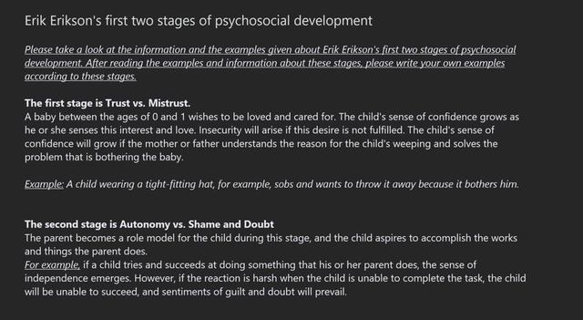 Erik Erikson's first two stages of psychosocial development