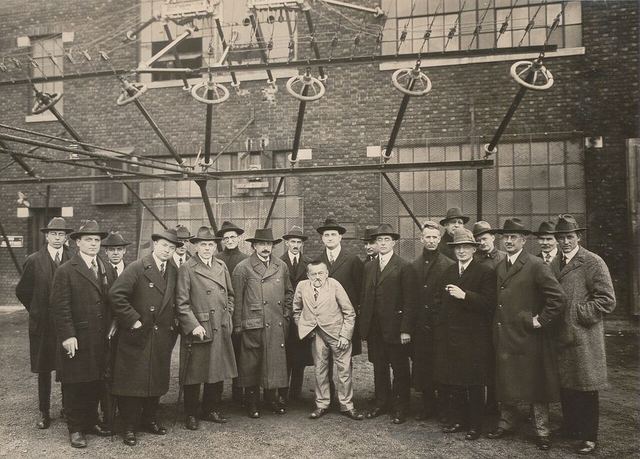 Albert Einstein with engineers and scientists - RCA radio station - Hagley Archives