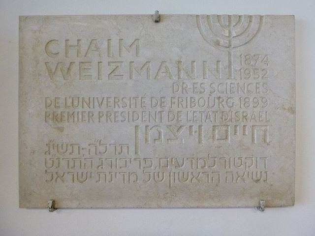 Gedenktafel für Chaim Weizmann in Fribourg